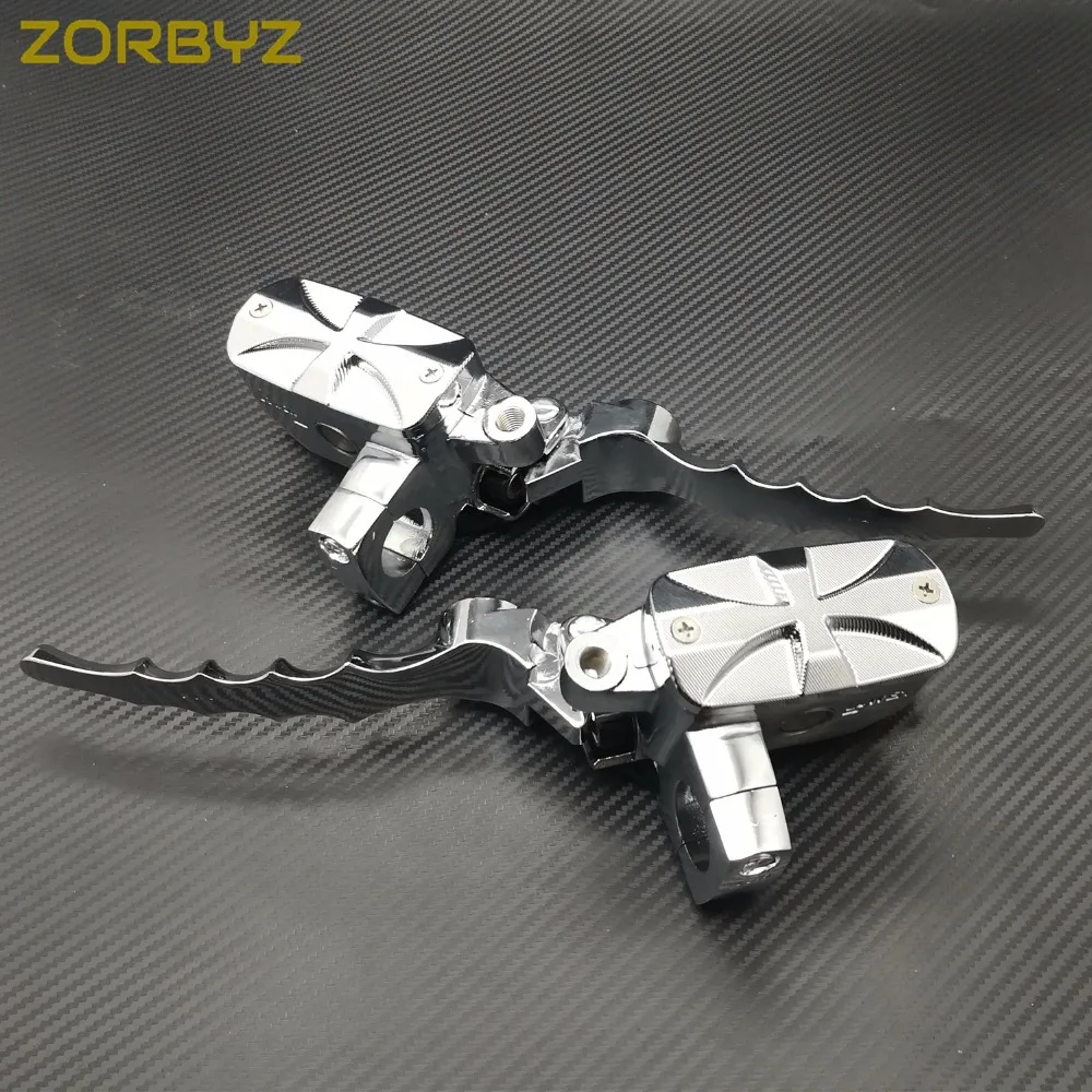 

ZORBYZ 1" 25mm Chrome Cross Handlebar Control Reservoir Brake Hydraulic Clutch Levers For Harley Honda Yamaha Motorcycle