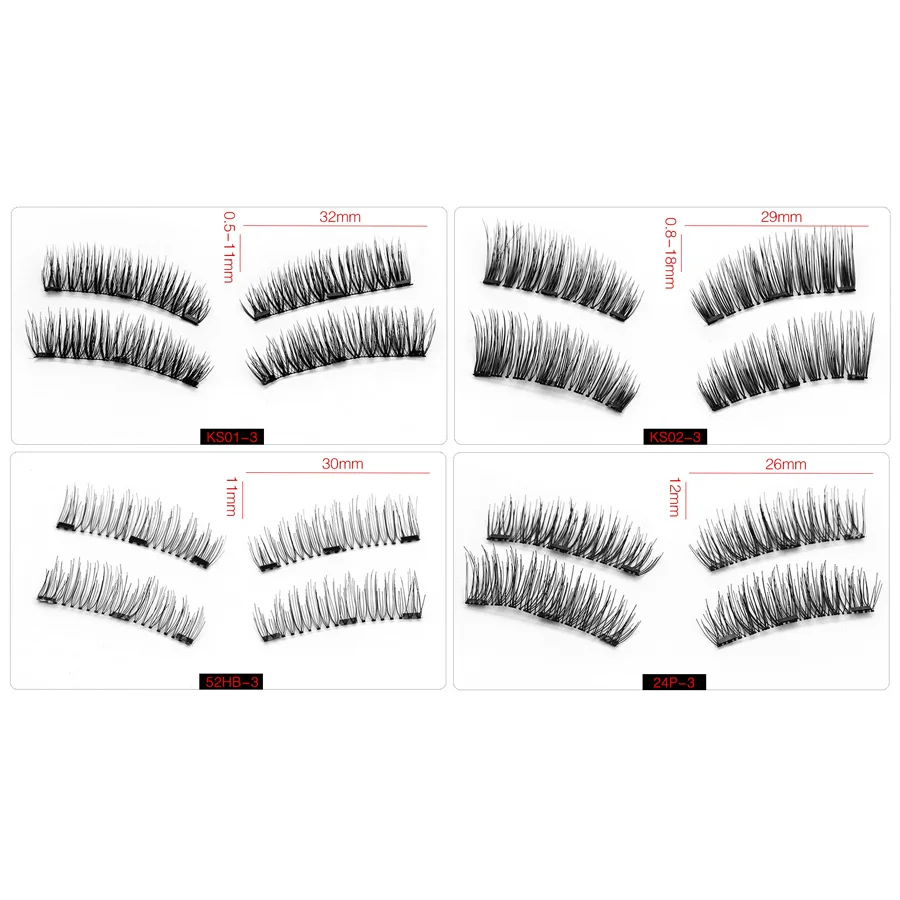 Shozy магнитные ресницы с 3 магнитами ручной работы 3D Магнитные ресницы натуральный накладной магнит для ресниц с подарочной box-24P-3