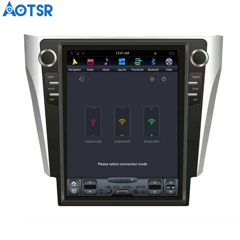 Sale Aotsr Tesla style 12.1" Android Car NO DVD Player GPS Navigation Stereo In-dash for Toyota Camry Aurion 2015-2017 Multimedia 10