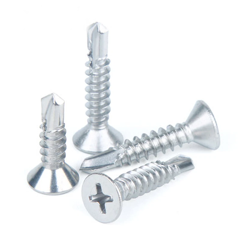 

5Pcs M4.8 Cross Flat Countersunk head Self-tapping screws Drill tail Swallowtail phillips screw bolt 16mm-50mm Length