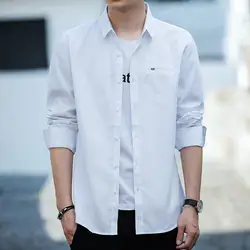 2019 Весенняя Новая мужская Корейская версия тренда повседневных рубашек молодежная мода простая личность самовыращивание дикий человек