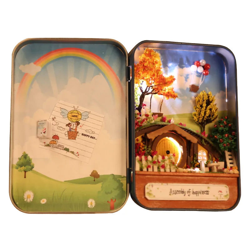 

Secret Dollhouse DIY Tin Box With Light Home Office Decoration Children Kids Toys Handling Operating Capability Adult Gift