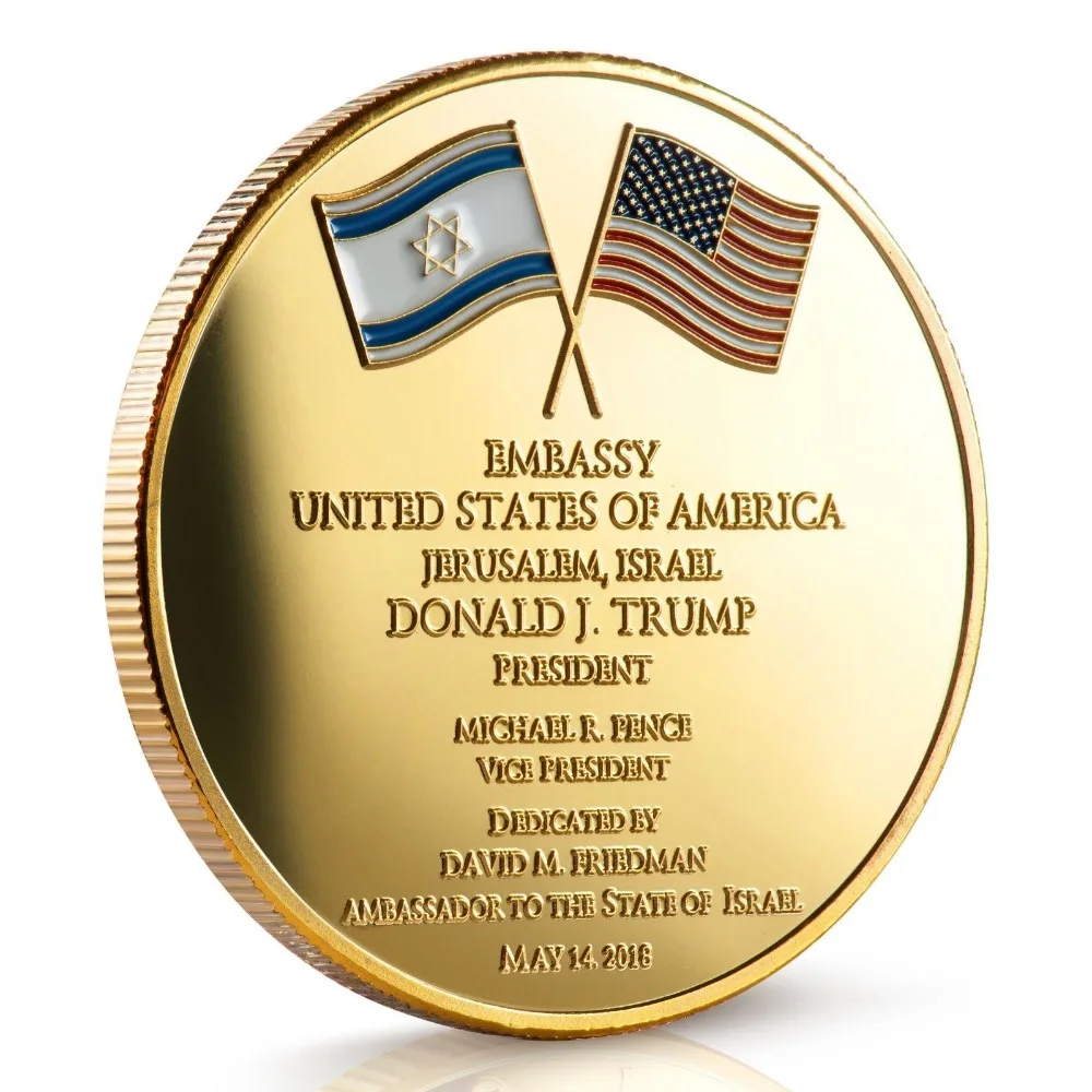 5 шт./партия, Jerusalem-Соединенные Штаты-Embassy-Trump-Challenge-Coin-depened-мая-14