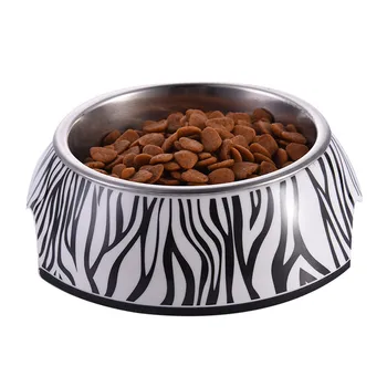

Zebra and Striped Pet Bowl with Removable Melamine Stainless Steel Bowl Pet Dog Cat Supplies S/M/L 1pcs
