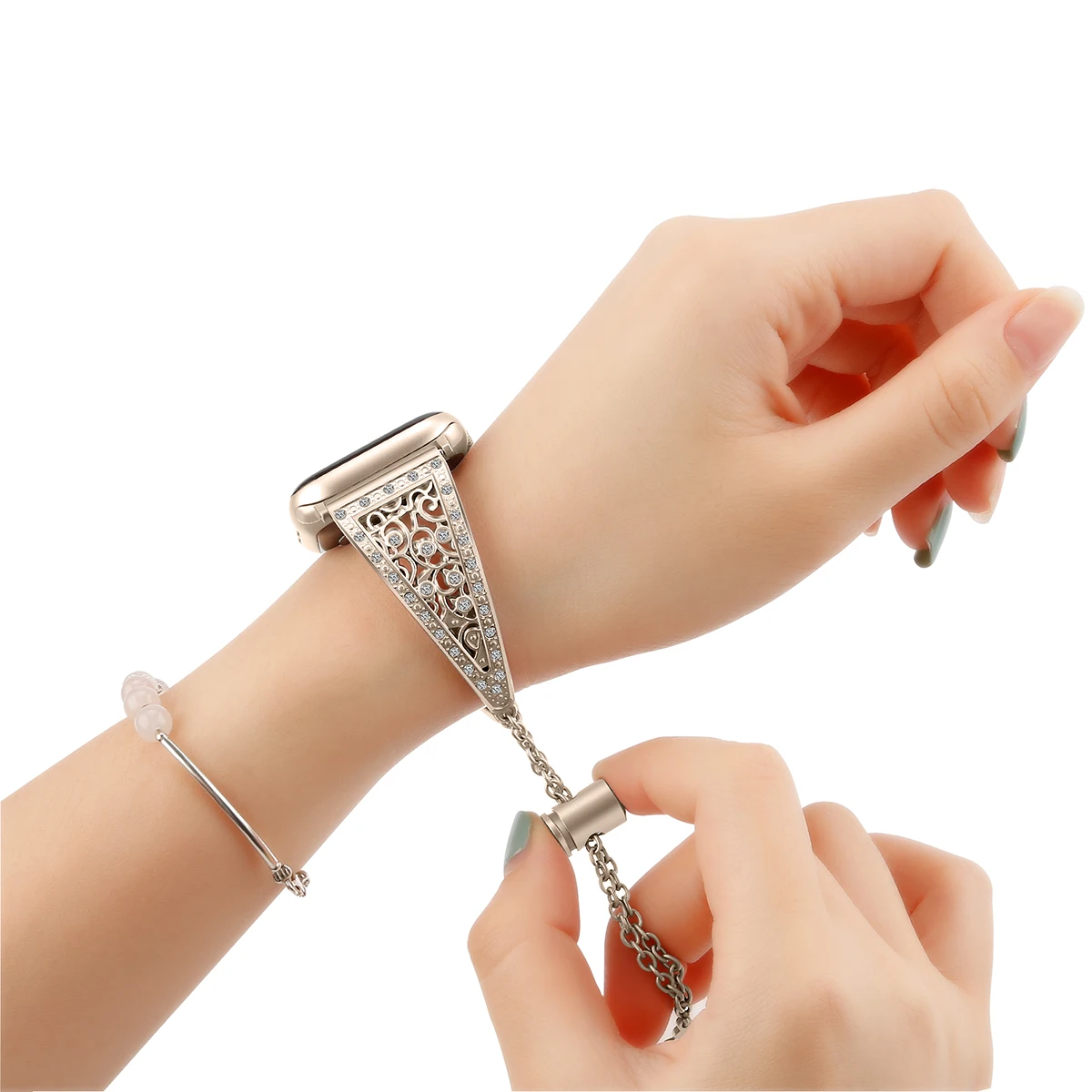 Bling Ремешок для Apple Watch группа iWatch 4/3/2/1 бриллиант со стразами Нержавеющая сталь металлический браслет ремень 82002