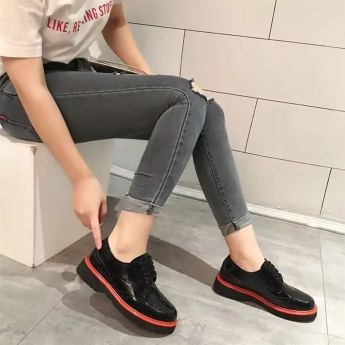 Zapatos De Plataforma up Caliente Redonda Oxford Zapatillas Señoras Lace Casual Mujer Mezclado Tallado Show Cozy as Venta Moda Show Color Pisos Punta As Las wF50XY