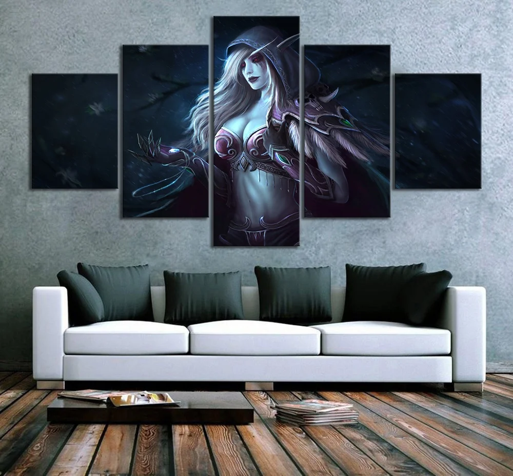 

Canvas Painting Printed Home Decoration 5 Panel Game Dota2 Warcraft Traxex DR Wall Art Modular Pictures Poster For Living Room