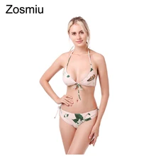 

Zosmiu Sexy Backless Bikinis 2019 New Summer Swimwear Women's Strappy Flower Swimsuits Bikini Sets Push Up Swimwear Biquni