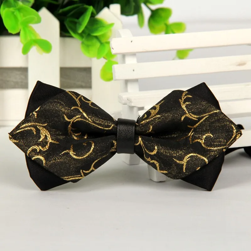 2014 men self tie bow ties gold and black gravatas borboleta jacquard