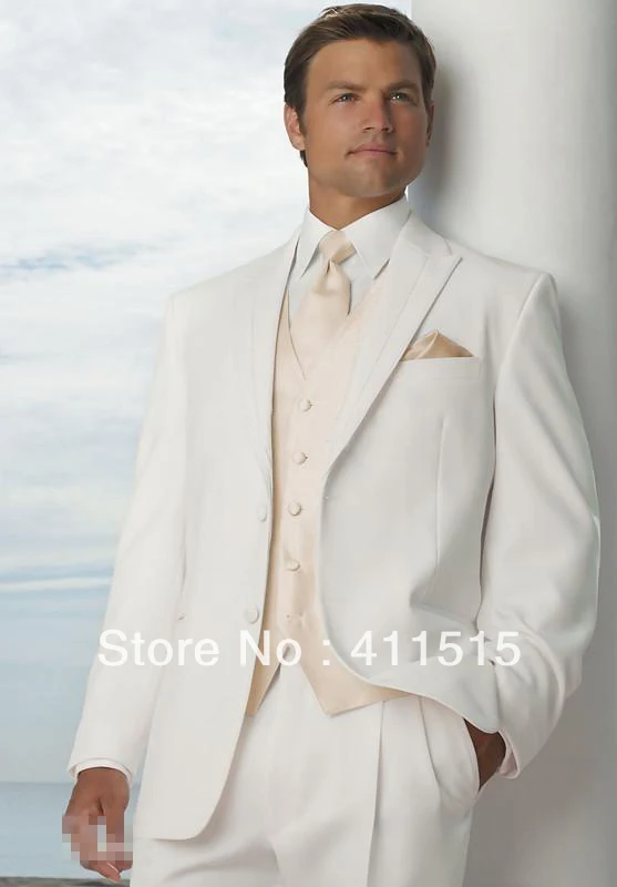 Традиционные смокинги/ /Стильная белая одежда жениха мужской свадебный костюм лучший мужской жилет костюм/костюм жениха на заказ