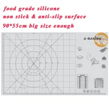Super große größe 90×55 cm silikon gebäck arbeits matte mit skala antihaft kuchen-backen-werkzeug große silikon backblech