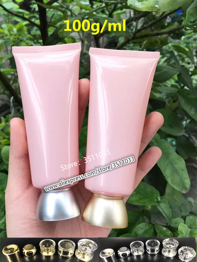 

100ml/g Pearl Pink Cosmetic Refillable Soft Tube Empty Body Wash Cream Facial Shampoo Squeeze Hose Soft Tube Frosted Screw Cap