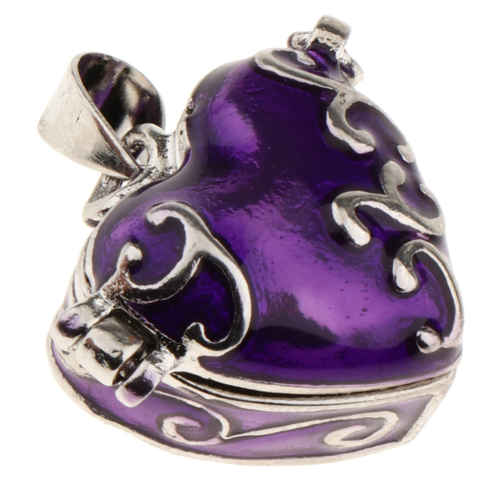 Purple Enamel Heart Pendant Cremation Jewelry Funeral Ash Urn Necklace Chain
