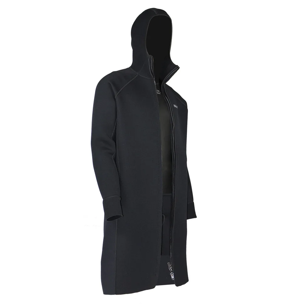 SLINX 3 мм Неопреновые куртки пальто для подводного плавания до колена Длинные куртки для плавания лодочные пальто - Цвет: 1831 black