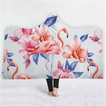 

Cartoon Hooded Blankets 3D Printed Plush Blue for Adults Kid Warm Wearable Fleece Adult Throw Blankets Microfiber Cloak on Sofa