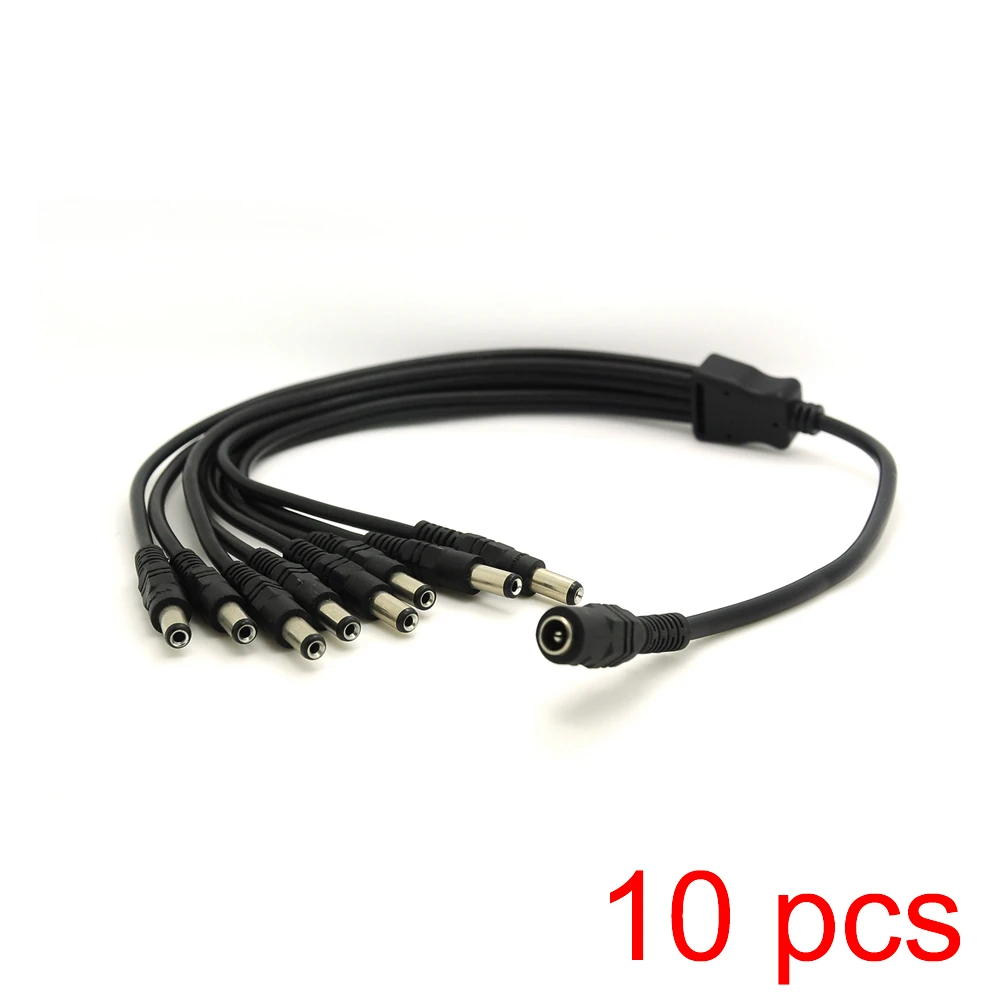

10x DC Power 1 Female to 8 Male Plug Cable Splitter Adapter 5.5x2.1mm for CCTV