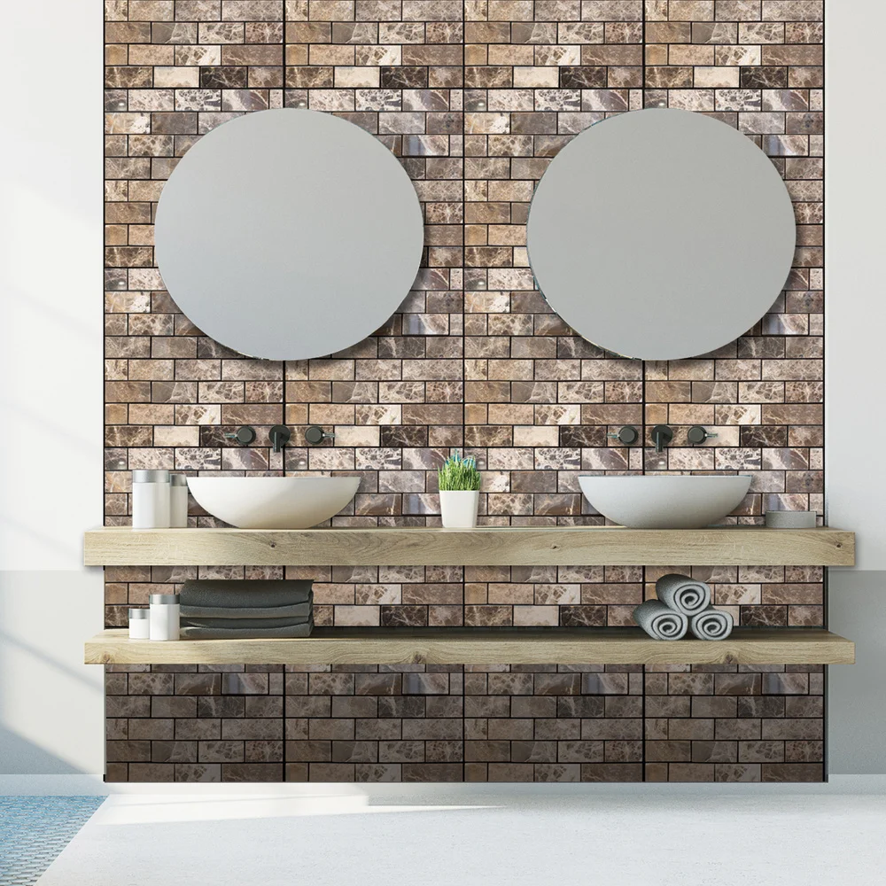 5PCS 3D Stone Brick Tiles Self Adhesive Wall Sticker DIY Art Soft PVC