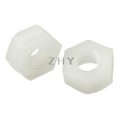 

White 5mm Thread Depth Hex Screw Nuts Hexagonal Fasteners 50 Pcs
