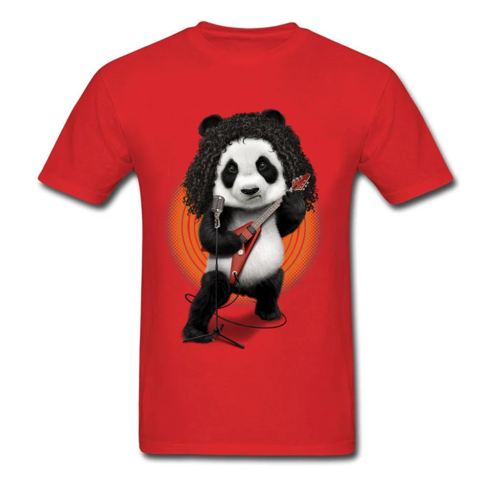 PANDA ROCKER 2017 Student Graphic Cool Tops Shirts Crewneck VALENTINE DAY Pure Cotton T-Shirt Unique Short Sleeve Clothing Shirt PANDA ROCKER 2017 red