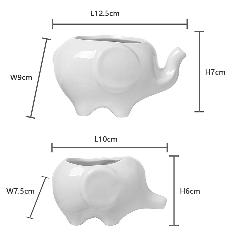 Лидер продаж комплект из 2 милый белый слон Керамика цветочный горшок с поддоном для суккуленты кактус растений мини-пот сеялки домашний сад D