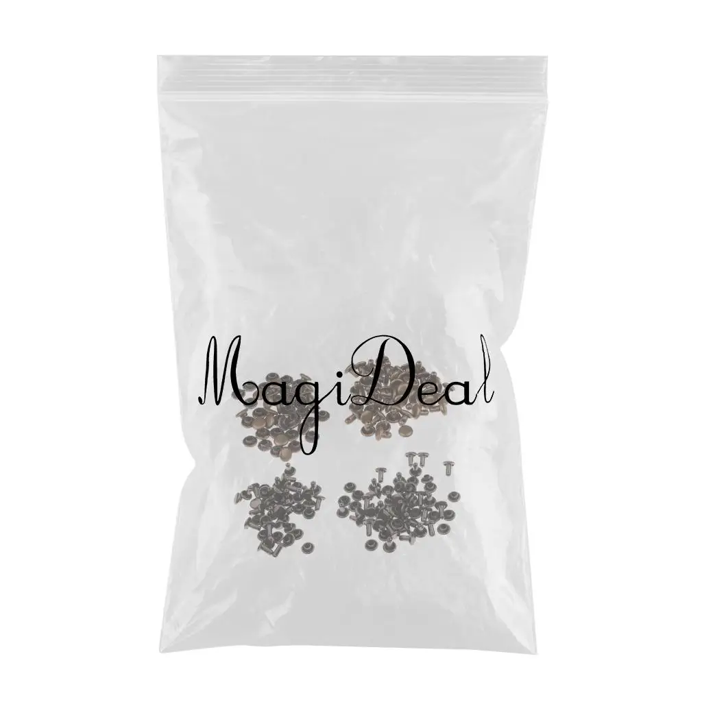 100 Sets Leather Rivets Double Cap Rivets for Leather Craft Repairing Decoration