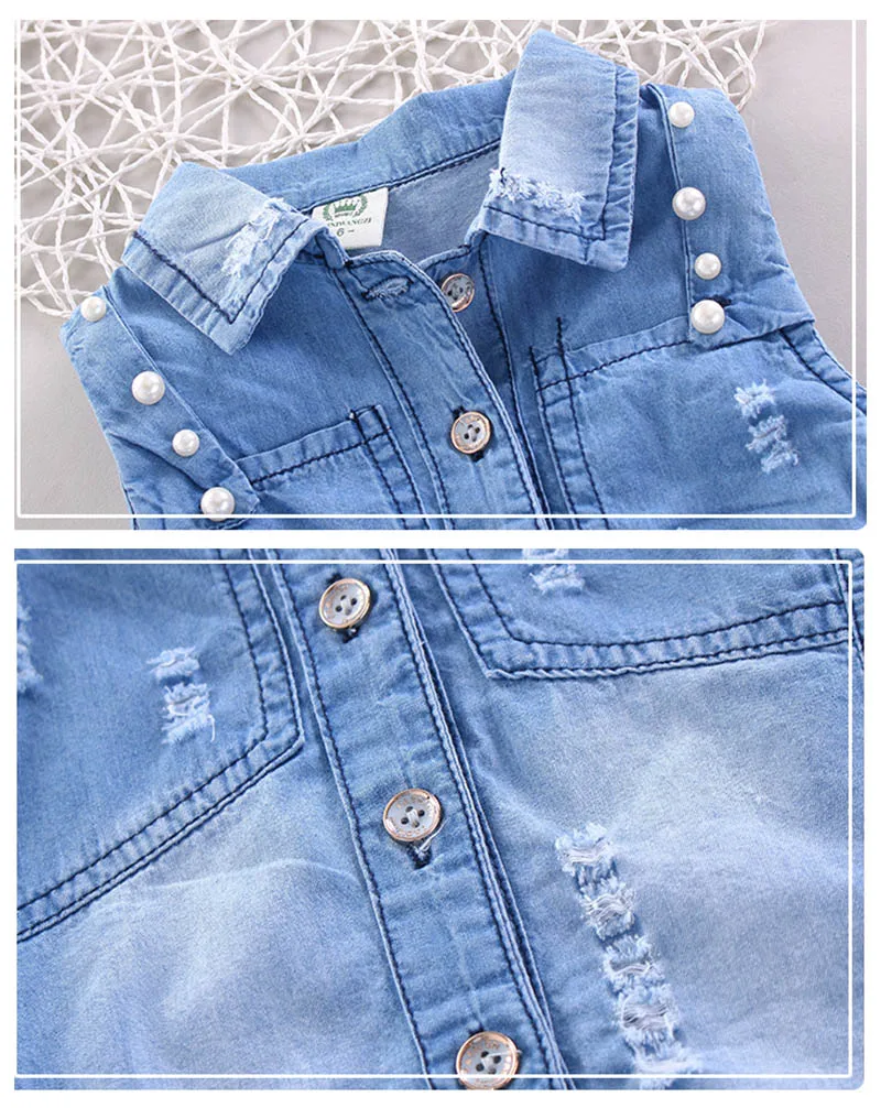 spring girls clothign sets cowboy two-piece suit for girls (4)