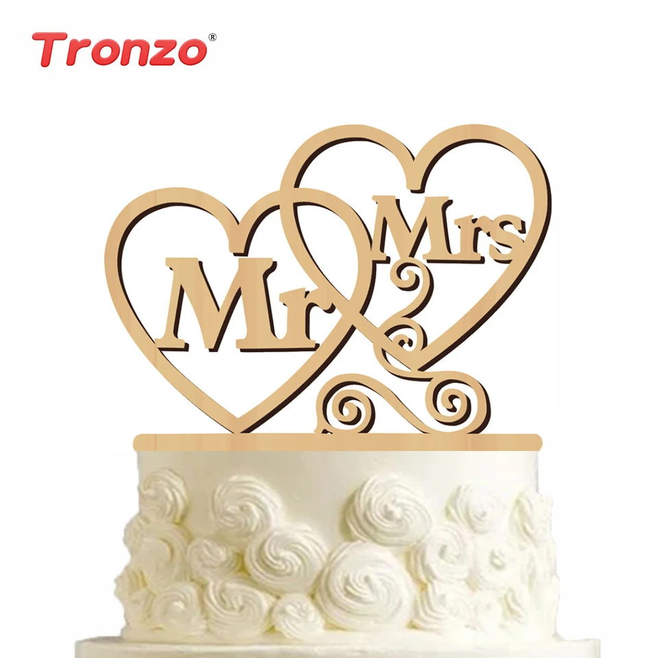 Mrs And Mrs Heart Wooden Cake Topper