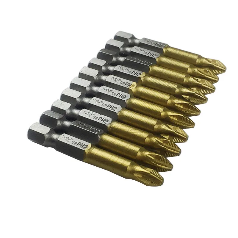 

10pcs Anti Slip Phillips PH2 Screwdriver Bits Set Quick Release 1/4" Hex Shank Magnetic Tip Single Side Screw Driver Bit