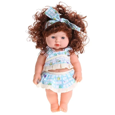 Милая Реалистичная игрушечная кукла для девочек, милая мягкая виниловая говорящая звуковая игрушка для детей, сопроводительная игрушка для ролевых игр - Цвет: Синий