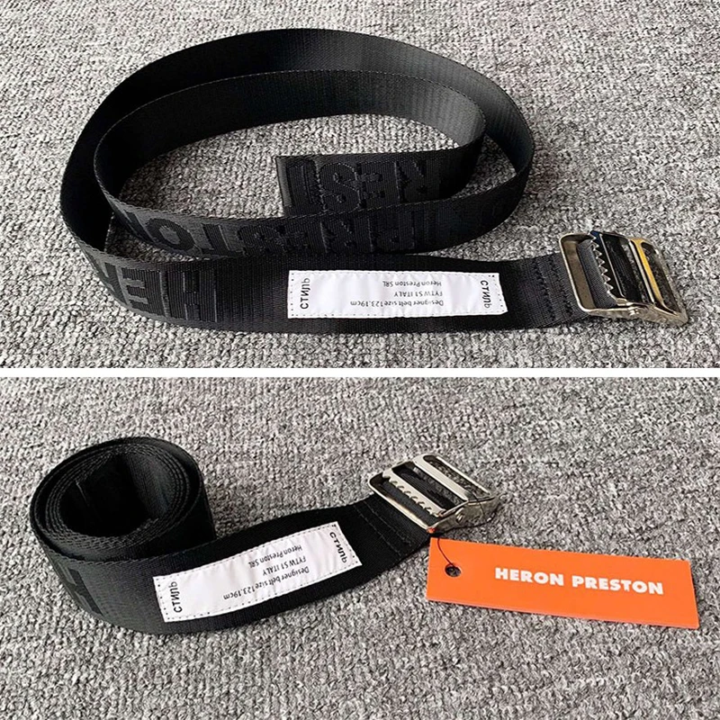 

19SS New Heron Preston Black Belts HP Metal Toothed Buckle Adjustable Length Canvas Belt Unisex Casual Heron Preston Letter