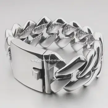

LINSION Huge Heavy Solid 316L Stainless Steel Mens Biker Bracelet 5E013
