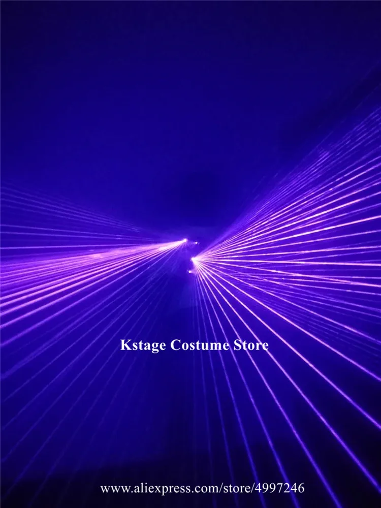 KS22 Party purple blu laser heads laser gloves dj wears 2pcs laser rechargeable gloves led costumes robot man projector disco dj