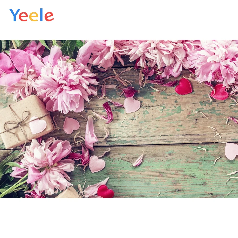 

Yeele Wooden Board Backdrops Pink Flowers Portrait Photography Background Customized Photographic Backdrop For Photo Studio