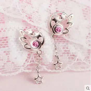 

New Card Captor SAKURA Anime Cartoon Cosplay Girls Woman Cute Sweet Earrings*2 KINOMOTO SAKURA Cosplay wings earrings costume