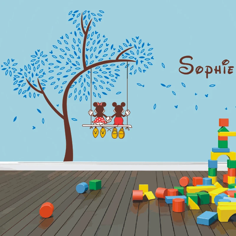 Nursery Tree Branch Custom Name Modern Vinyl Wall Decals Wall Stickers Baby Bedroom Decoration font b