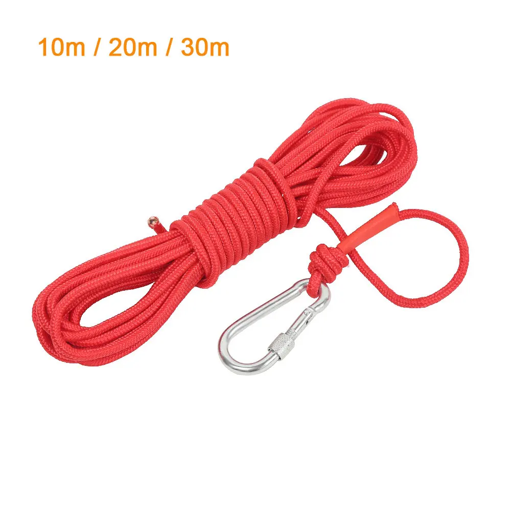 

10m 20m 30m Emergency Escape Climb Rope With Climbing Buckle Magnet Fishing Nylon Rescue Safety Rope Diameter 6mm 8 mm