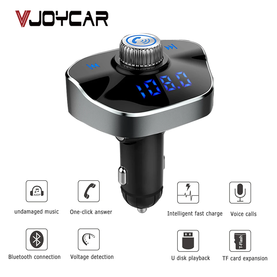 

VJOYCAR New Wireless Bluetooth Car Kit FM Transmitter MP3 Handsfree Aux Modulator Dual USB Quick Charger LCD Display MP3 Player