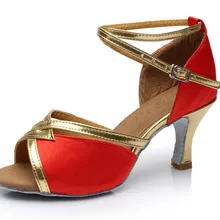 Новинка года; стильное платье атлас/PU Высокое качество Для женщин/дамы/Обувь для девочек/Танго и Salsa 5 см/7 см каблук туфли для латинских танцев