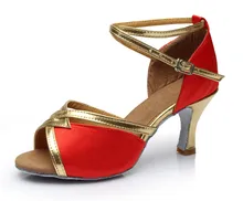 2017 Novo Estilo de Cetim/PU De Alta Qualidade Mulheres/Senhoras/Meninas/Tango & Salsa 5 cm/7 cm Calcanhar Sapatos de Dança Latina
