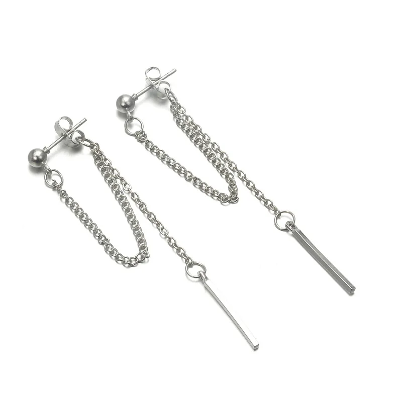 

2019 New Fashion Tassel Chain Earrings For Women girl Punk Style metal Ear Cuff Clip Earrings jewelry wholesale#S30