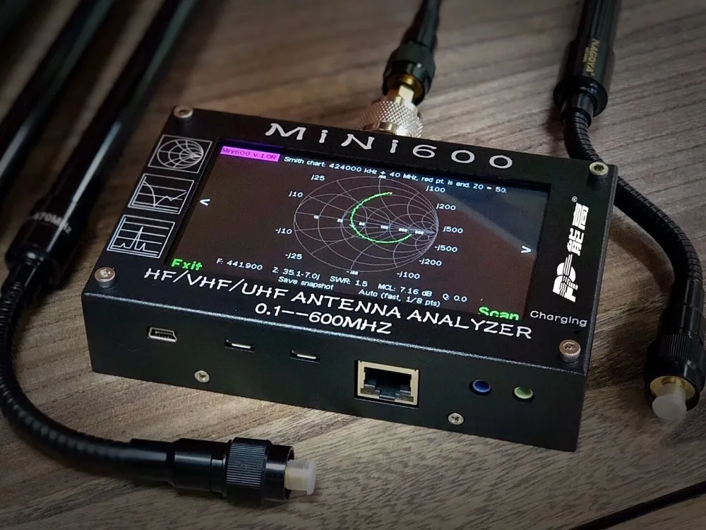 MINI600 5 V/1.5A HF VHF UHF антенна анализатор 0,1-600 MHZ счетчик частоты КСВ метэ 0,1-1999 с 4," TFT lcd сенсорный экран