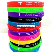 24 шт. Цвет микс 7 мм Ширина «Молитва о душевном спокойствии» Библии силиконовый Браслеты модные наручные браслеты ювелирные изделия религиозной тематики лотов