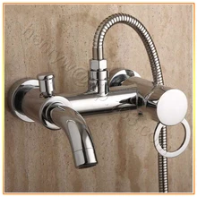 L15551-роскошный настенный латунный кран для ванной с ручным душевым и шлангом