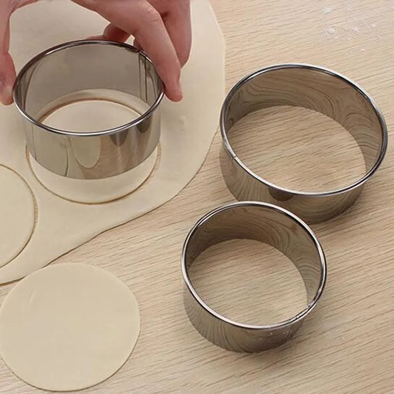 3pcs/set Stainless Steel Round Dumplings Wrappers Molds Set Cutter Maker Tools Round Cookie Pastry Wrapper Dough Cutting Tool