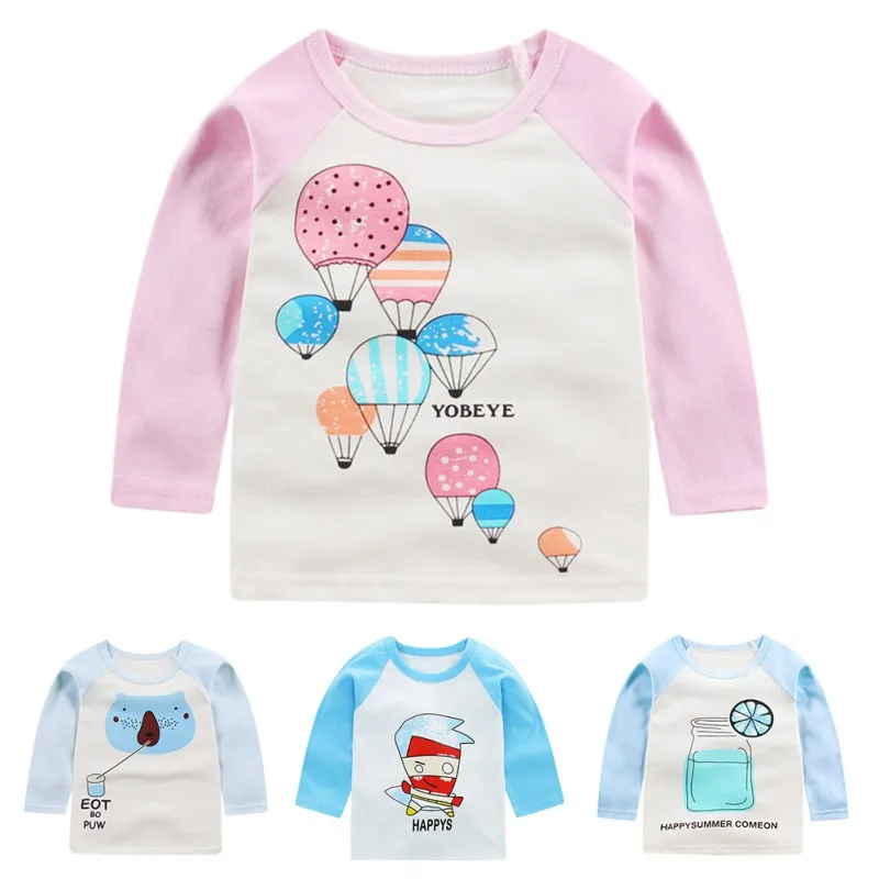Baby Tops Spring Autumn Gilrs Boys Print Cotton T-shirt Baby Long Sleeve Tops Tees Blouse Children 2-6Y New