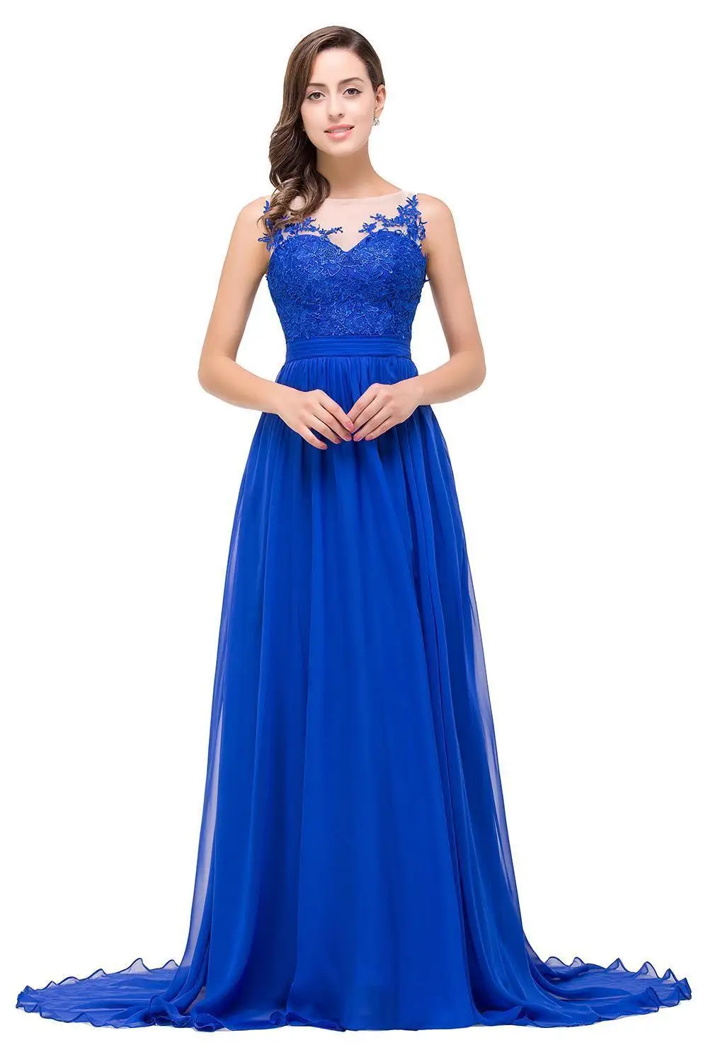 [Final Clear out] Sexy Lace A line Evening Dresses Long Royal Blue Formal Dress Elegant robe de soiree longue 2019 Evening Gown