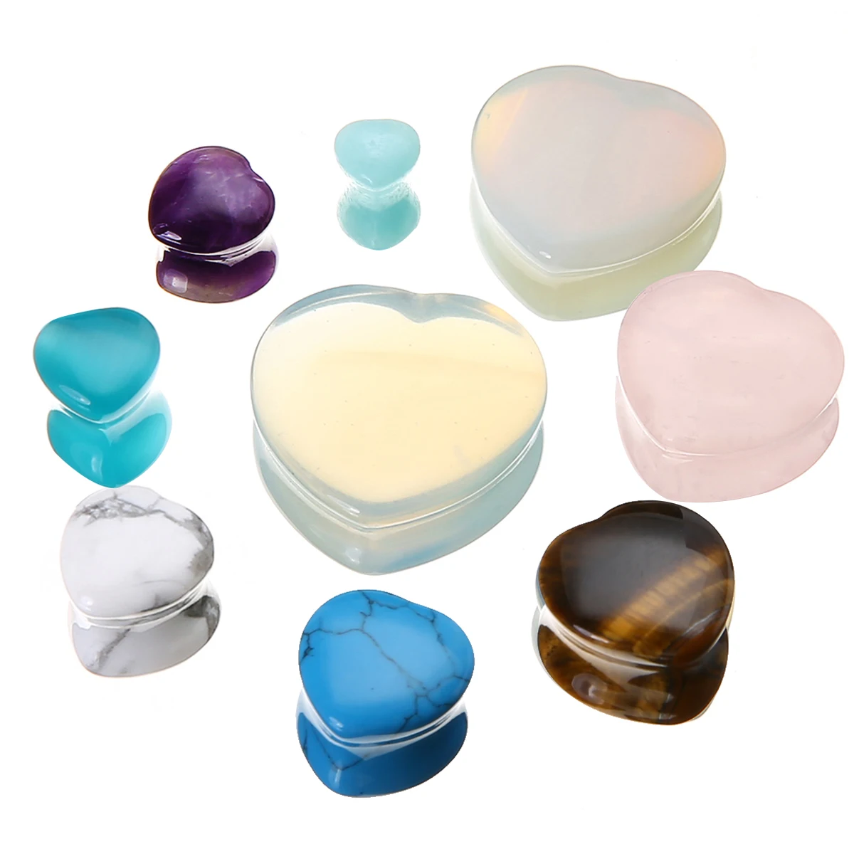 1 Pair Shellhard Heart Shaped Stone Ear Plug Fashion Flesh Tunnel Ear Expander Stretcher For Women Femme Jewelry