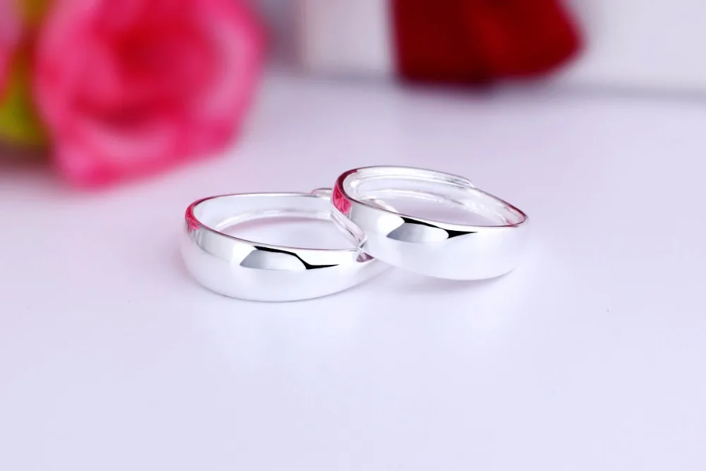 Real Pure 925 Sterling Silver Rings For Women And Men Simple Ring Smooth High Polishing Wedding Band Ring For Lovers Couples