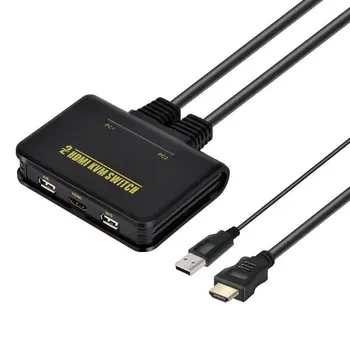 

BLEL Hot 1X2 Port USB HDMI KVM Switch Switcher With Cable for Dual Monitor Keyboard Mouse