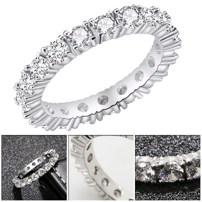 Jewelry Inlay Cubic Zirconia Shaped Ring For Women Wedding Engagement Size